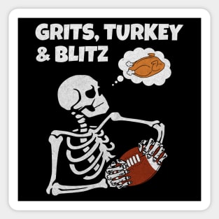 Grits Turkey and Blitz Funny Football Skeleton Sticker